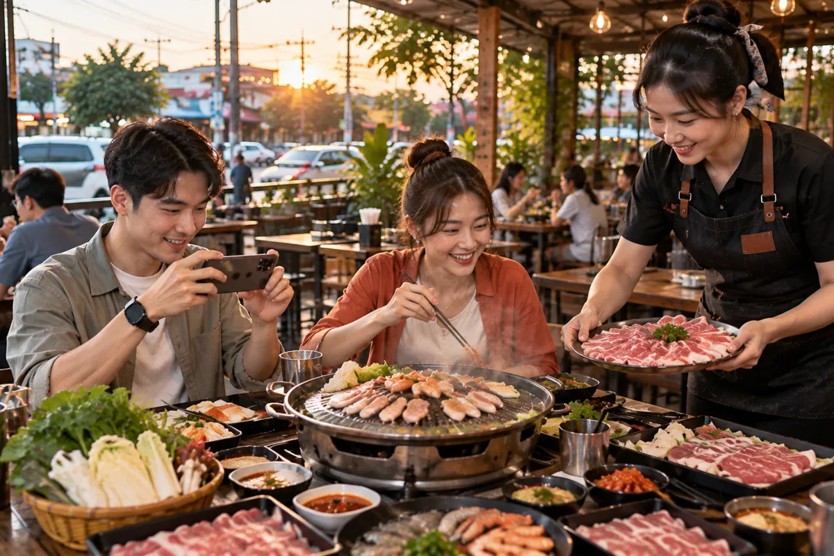 โปรโมทร้านหมูกระทะเปิดใหม่ หมูสามชั้น กุ้ง และชุดหมูกระทะ ใกล้ถนนเทพรักษ์ เทพรักษ์.com