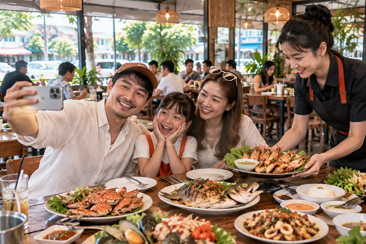โปรโมทร้านอาหารทะเลเปิดใหม่ กุ้งเผา ปูม้า และปลากะพง ใกล้ถนนเทพรักษ์ เทพรักษ์.com